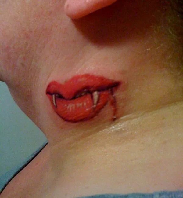 Feisty Neck Lip Tattoo