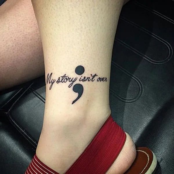 Semicolon Tattoo on Ankle