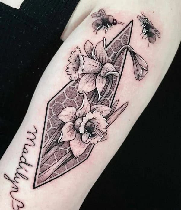 Geometric Daffodil Tattoo