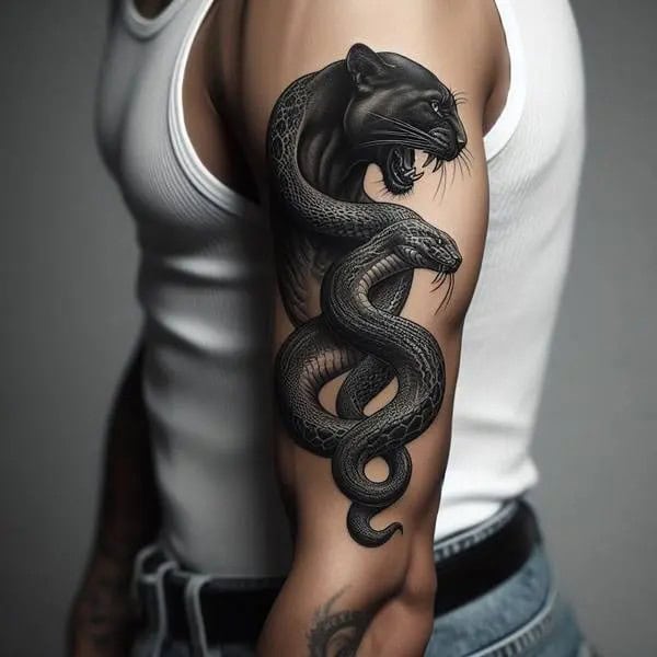 Panther And Snake Tattoo