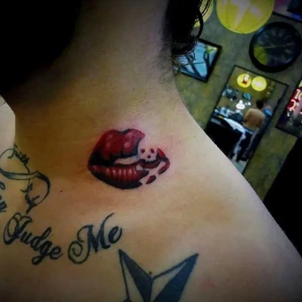 Feisty Neck Lip Tattoo