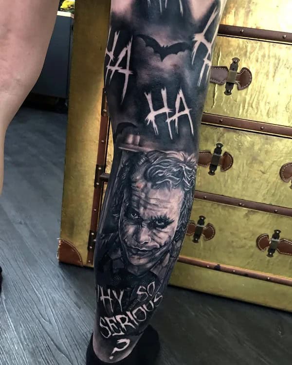 Joker Leg Sleeve Tattoo