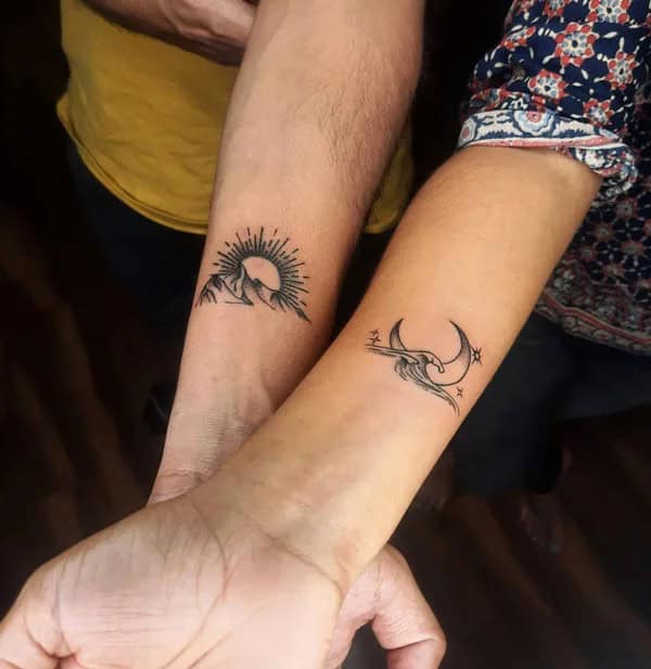 Sun and Moon Couple Tattoo