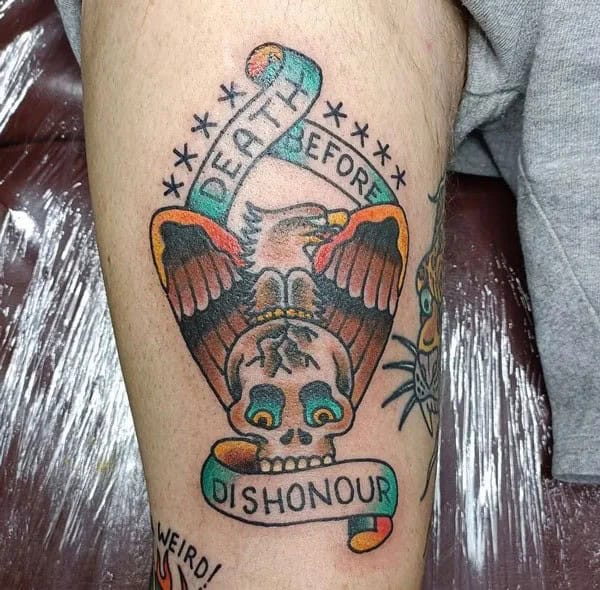 Death Before Dishonour Bicep Tattoo