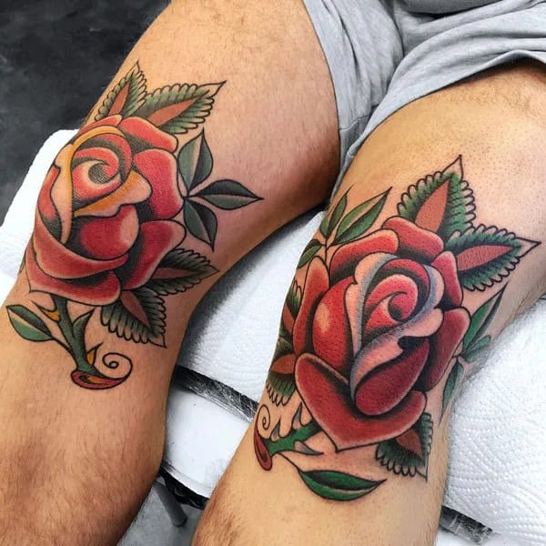 Rose Knee Tattoo