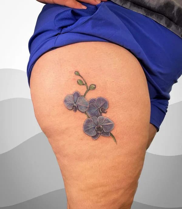 Orchid Thigh Tattoo