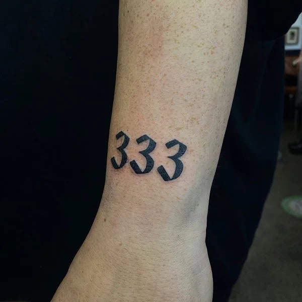 333 Behind The Neck Tattoo