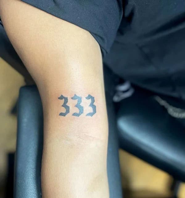 333 Behind The Neck Tattoo