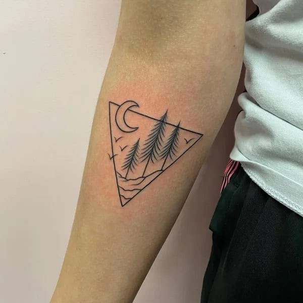 Geometric Pine Tree Tattoo