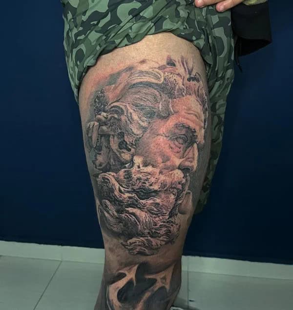 Poseidon Thigh Tattoo