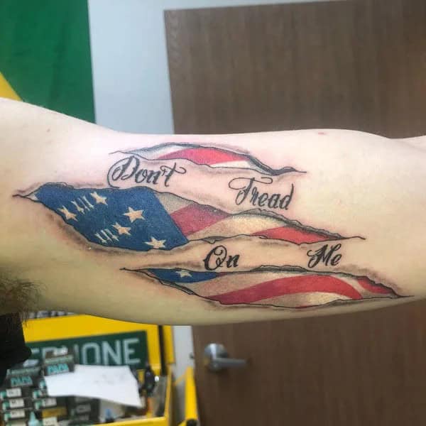 “Don’t Tread On Me” Back Tattoo