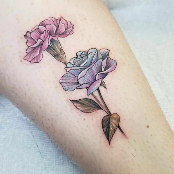 Carnation and Rose Tattoo