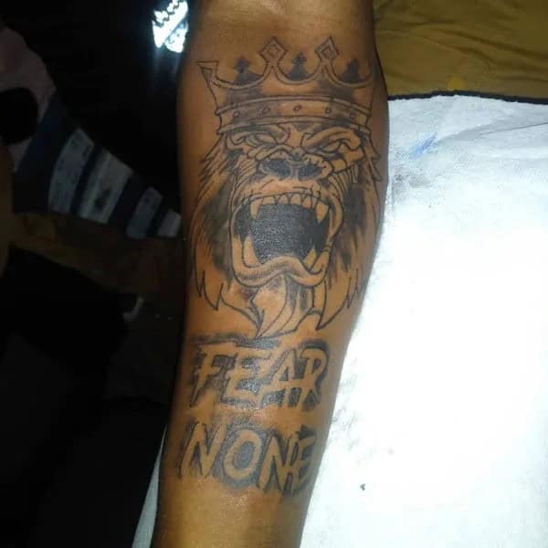 Fear None Skull Tattoo