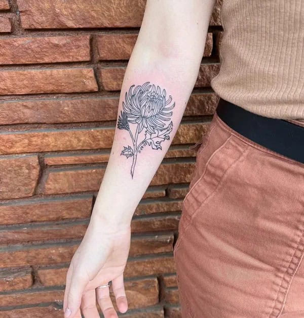 November Birth Flower Forearm Tattoo