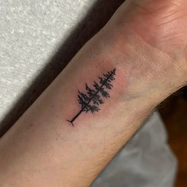 Pine Tree Wrist Tattoo