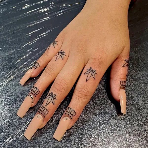 Weed Tattoo on Finger