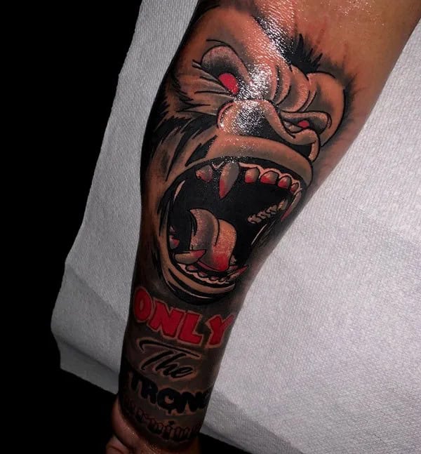 “Only The Strong Survive” Gorilla/Ape Tattoo