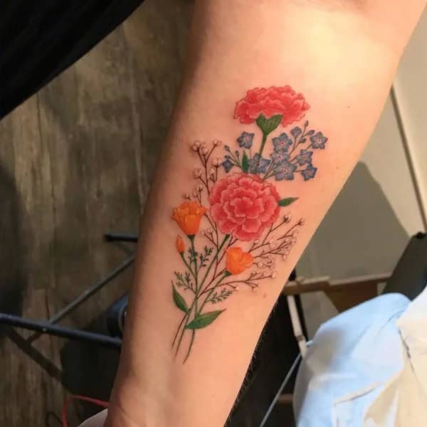 Marigold and Carnation Tattoo