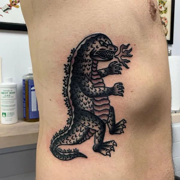 Godzilla vs Ghidorah tattoo