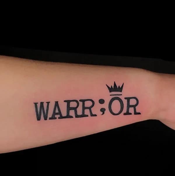 Warrior Semicolon Tattoos