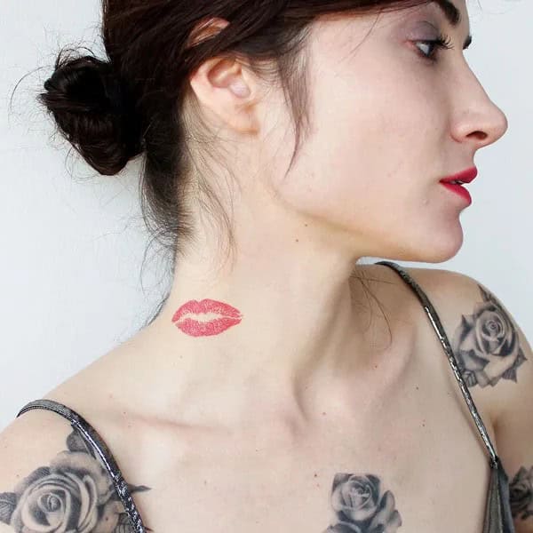 Feisty Neck Lip Tattoo