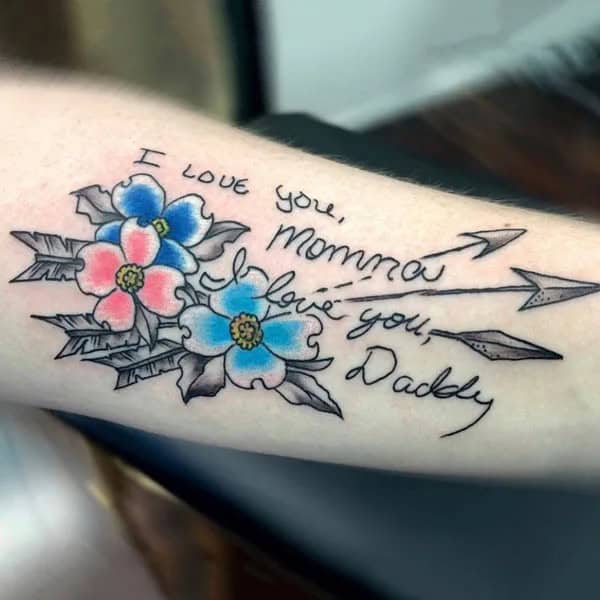 Mom and Dad Flower Tattoo