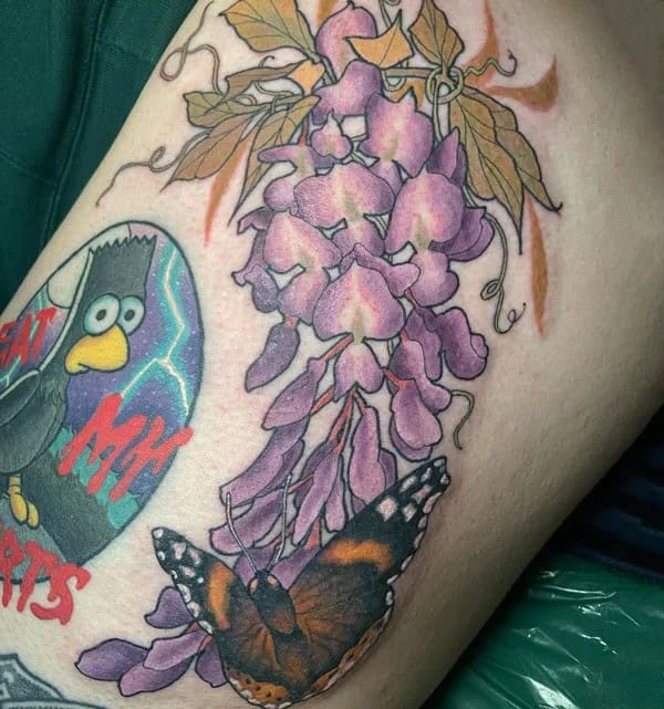 Wisteria Thigh Tattoo