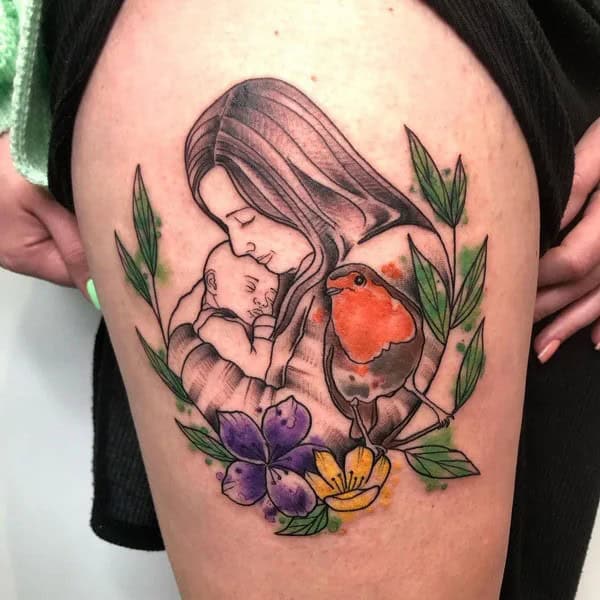 Mother Son and Robin Tattoo