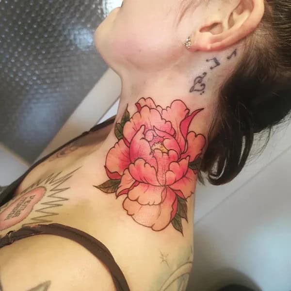 November Birth Flower Neck Tattoo