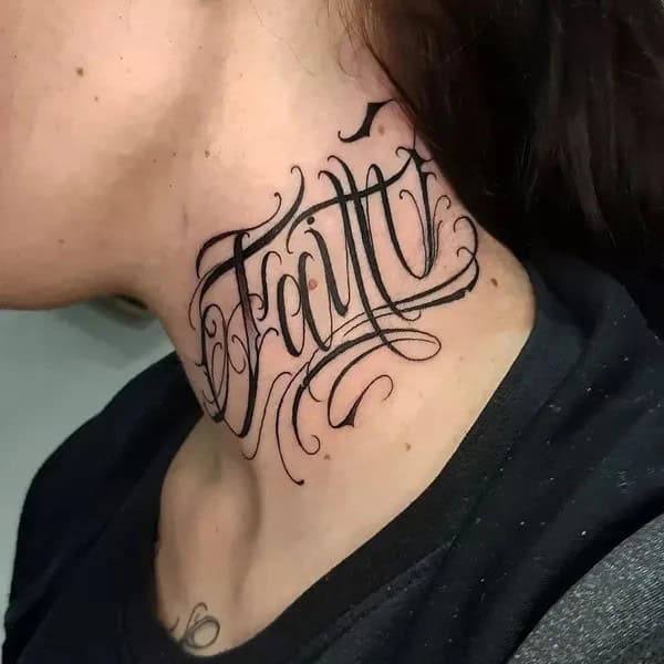 Faith tattoo on Neck