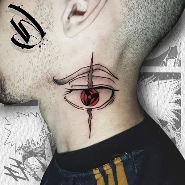 Sharingan Neck Tattoo