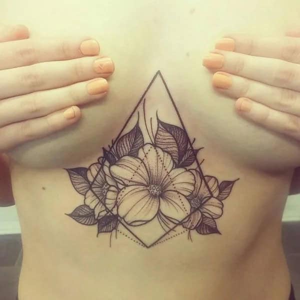 Geometric Tattoo Under Breast