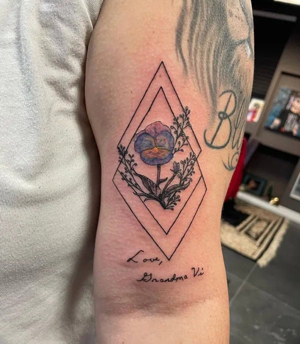 February Birth Flower Geometric Tattoo