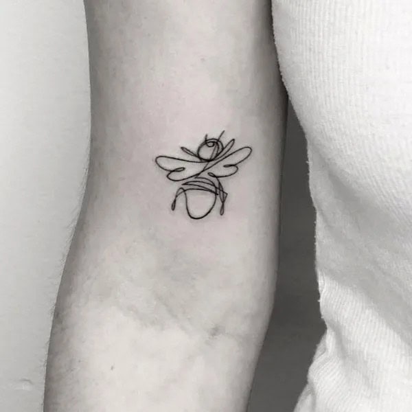 Fine Line Bee Tattoo