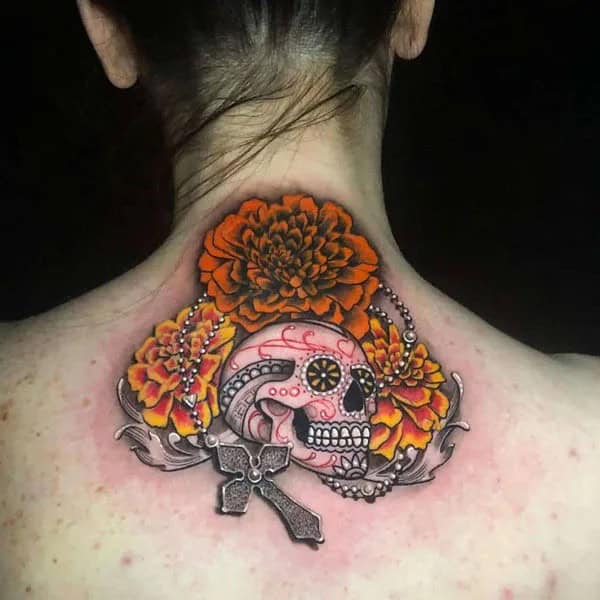 Sugar Skull Marigold Tattoo