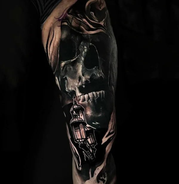 Blackwork Skull Tattoo