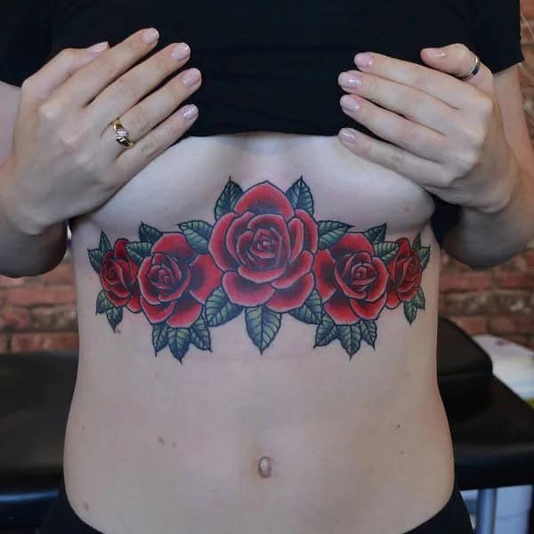 Rose Underboob Tattoo