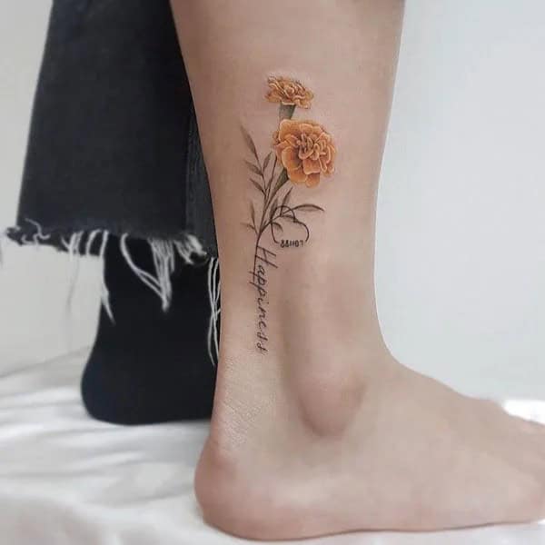 Marigold Tattoo on Ankle