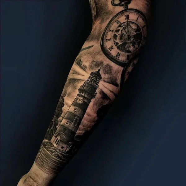 Forearm Lighthouse Tattoo