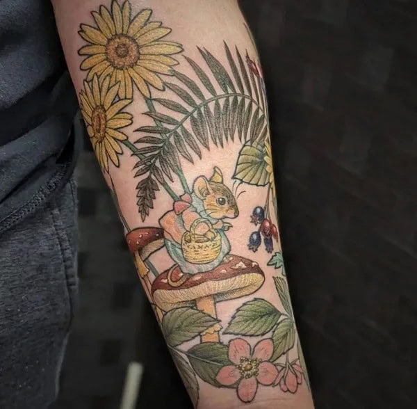 Mushroom and Flower Tattoo