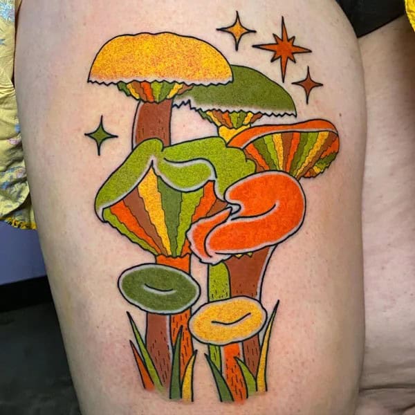 Colorful Mushroom Tattoo