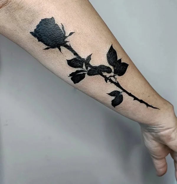 Solid Black Rose Tattoo