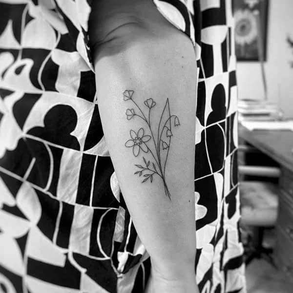 Fine Line Wildflower Tattoo