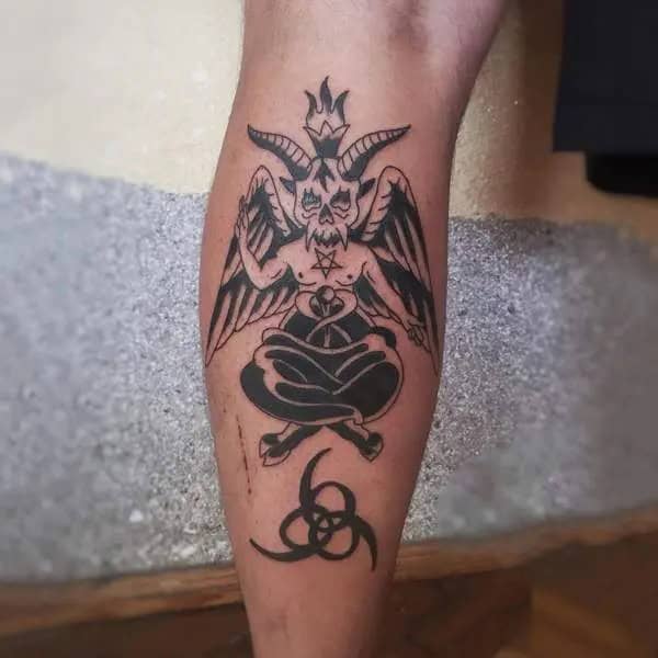 Baphomet Leg Tattoo