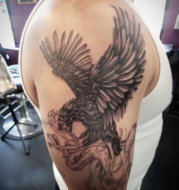 Mexican Eagle Chest Tattoo