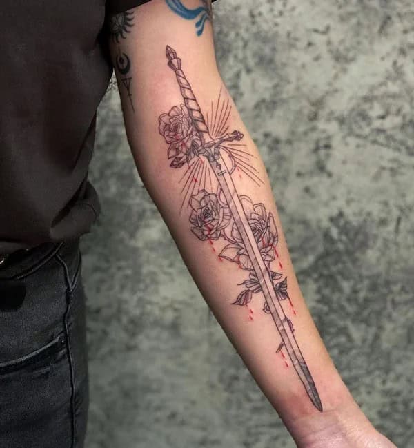 Sword and Rose Tattoo