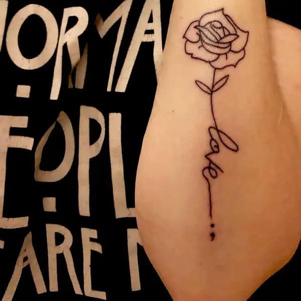 Rose Semicolon Tattoo