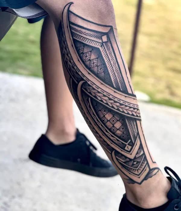 Polynesian Leg Tattoo