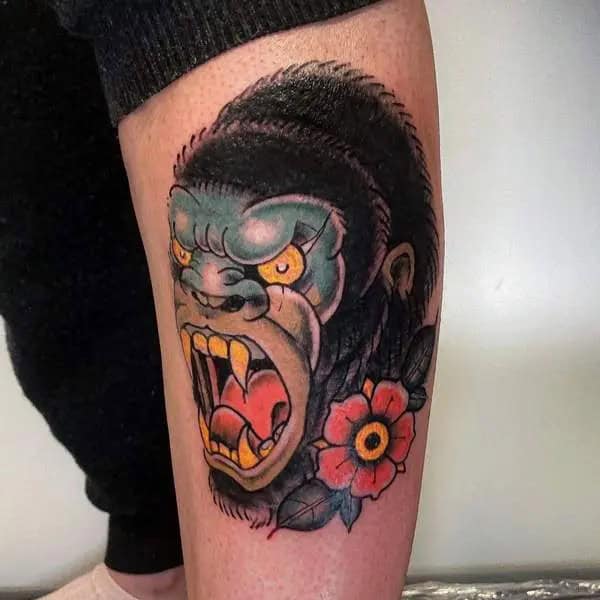 Traditional Gorilla Tattoo