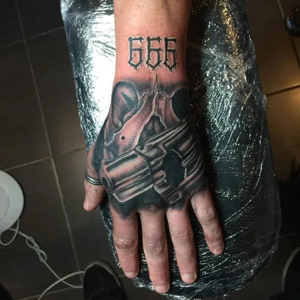 666 Tattoo on Hand